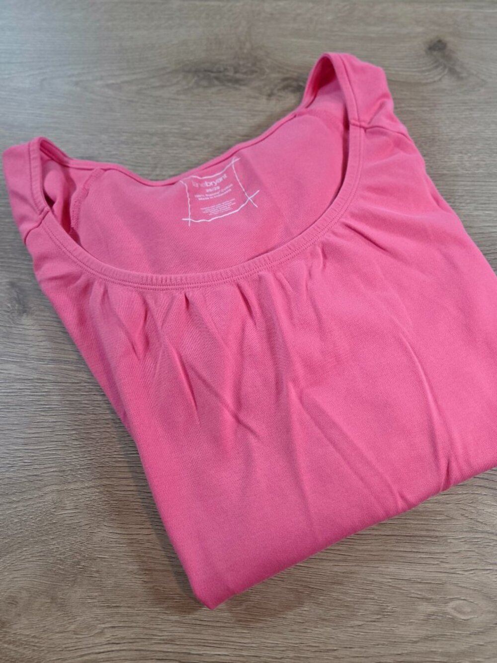 Lane Bryant Pink Supima Cotton Pleated Neck Short Sleeve Tee‎ Shirt Size 26/28